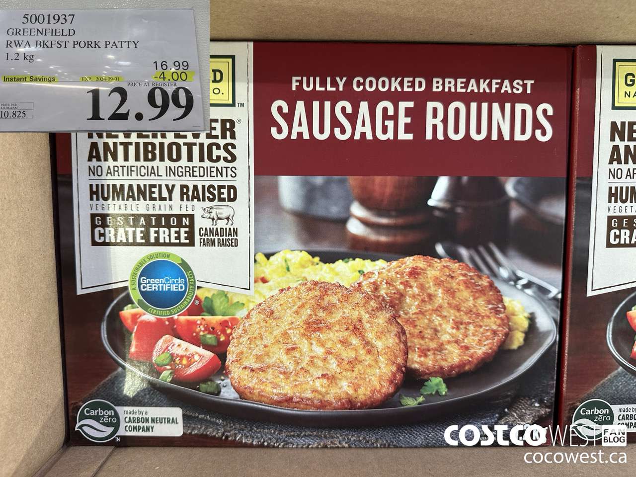 5001937 GREENFIELD RWA BKFST PORK PATTY 1.2 kg ($4.00 INSTANT SAVINGS EXPIRES ON 2024-09-01) $12.99