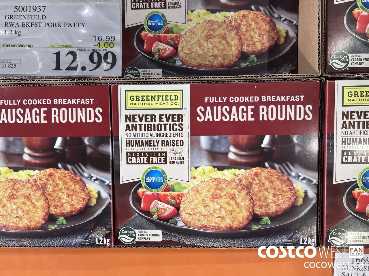 5001937 GREENFIELD RWA BKFST PORK PATTY 1.2 kg ($4.00 INSTANT SAVINGS EXPIRES ON 2024-09-01) $12.99