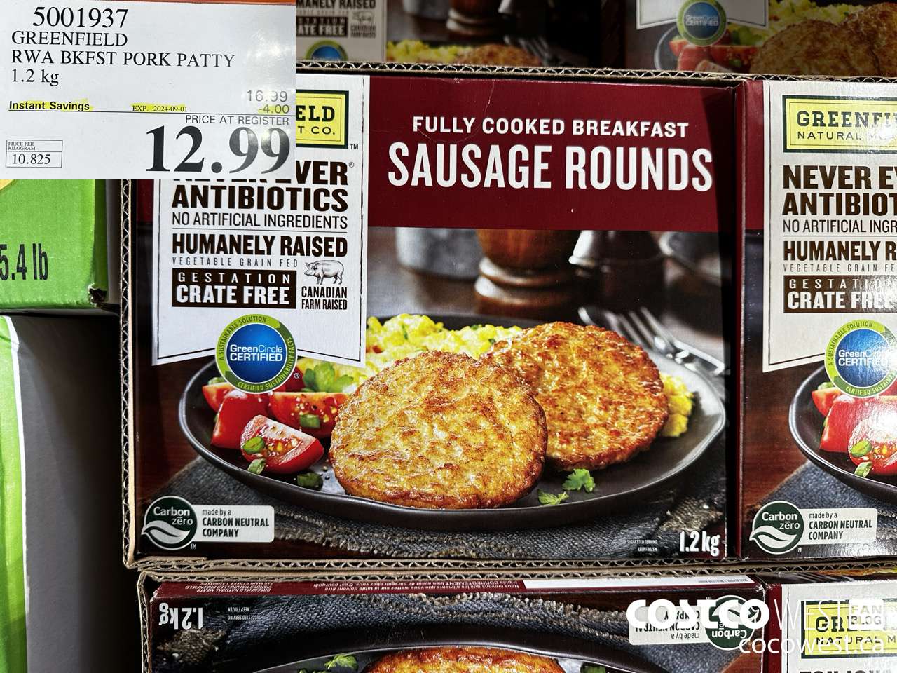 5001937 GREENFIELD RWA BKFST PORK PATTY 1.2 kg ($4.00 INSTANT SAVINGS EXPIRES ON 2024-09-01) $12.99