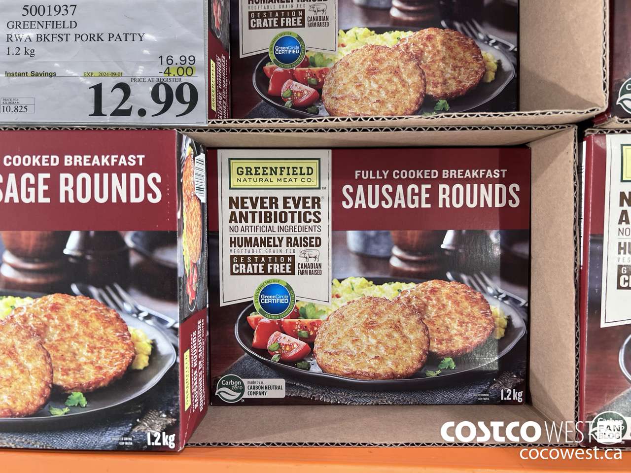 5001937 GREENFIELD RWA BKFST PORK PATTY 1.2 kg ($4.00 INSTANT SAVINGS EXPIRES ON 2024-09-01) $12.99