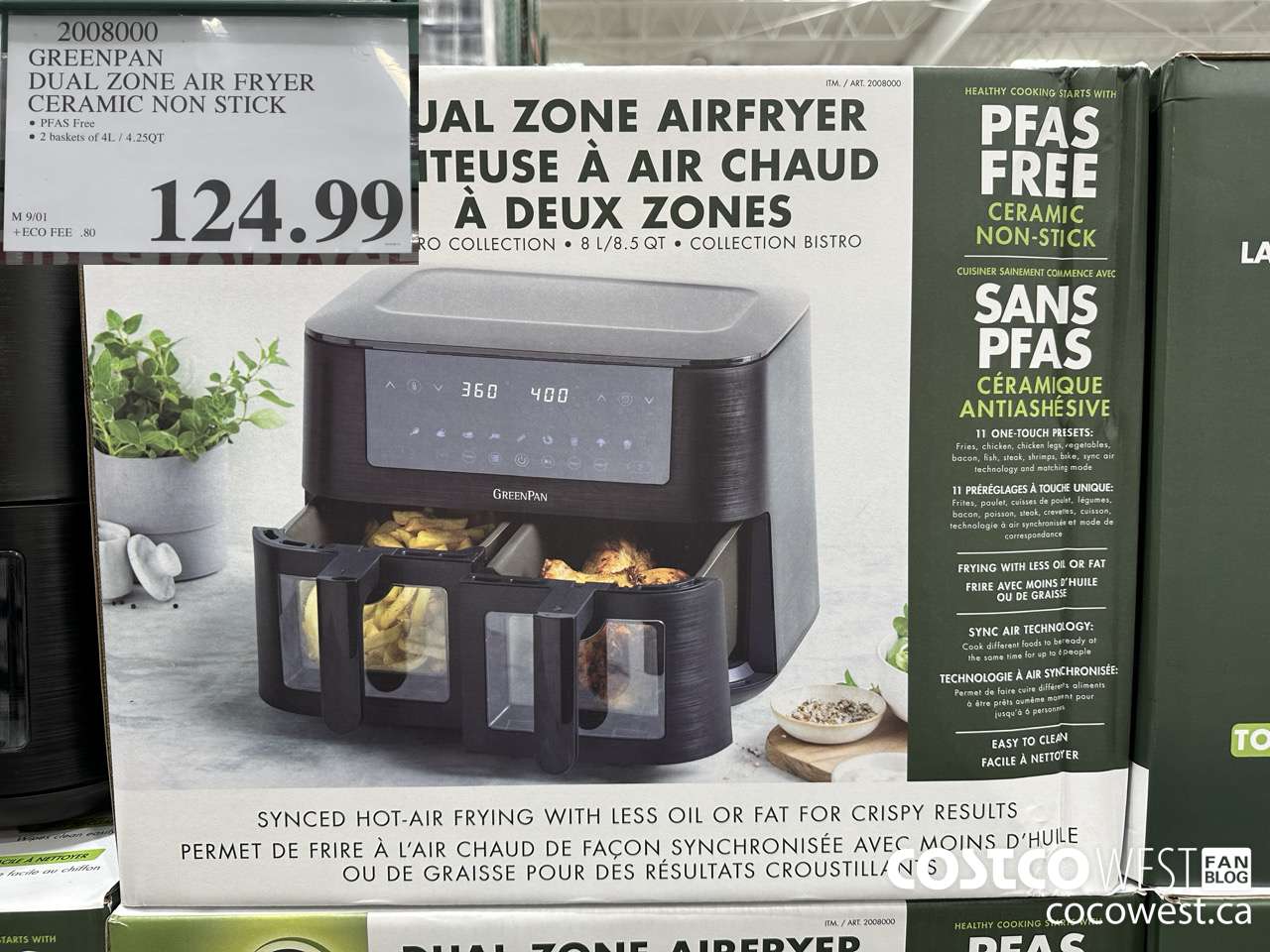 2008000 GREENPAN DUAL ZONE AIR FRYER CERAMIC NON STICK $124.99