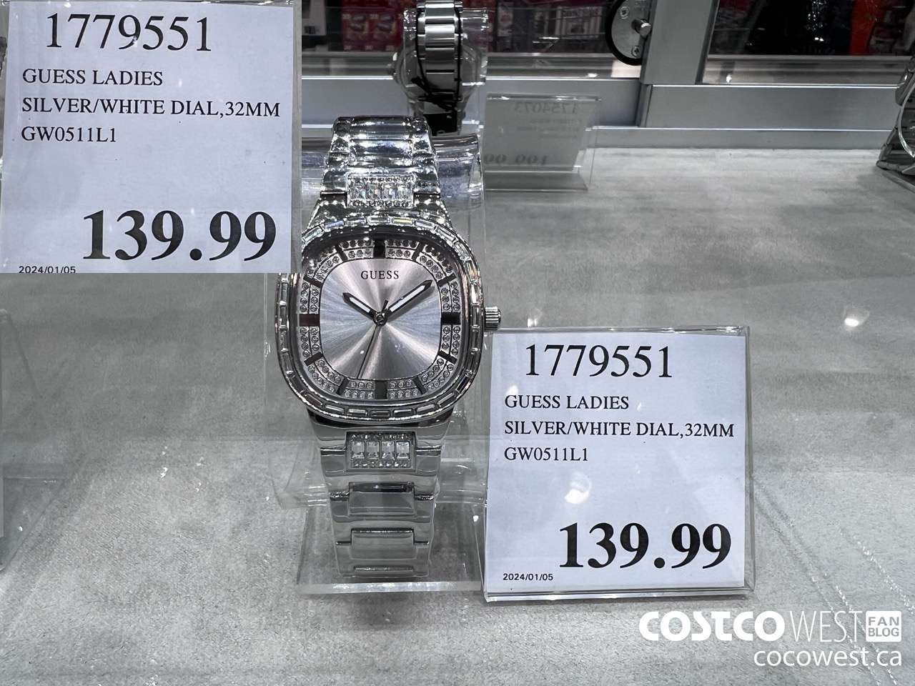 1779551 GUESS LADIES SILVER/WHITE DIAL, 32MM GW0511L1 $139.99