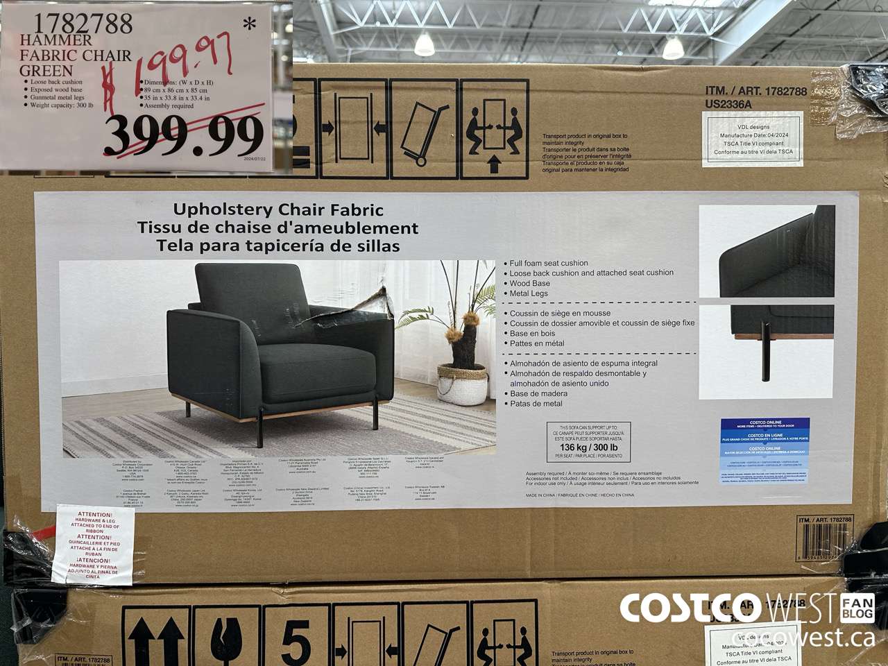 1782788 HAMMER FABRIC CHAIR GREEN $199.97