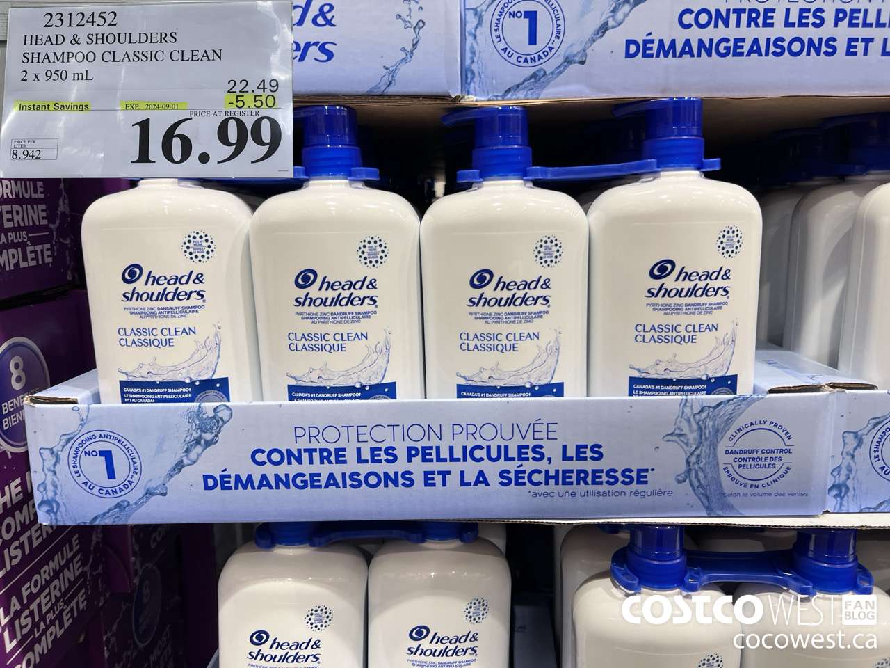 2312452 HEAD & SHOULDERS SHAMPOO CLASSIC CLEAN 2 X 950 ML ($5.50 INSTANT SAVINGS EXPIRES ON 2024-09-01) $16.99