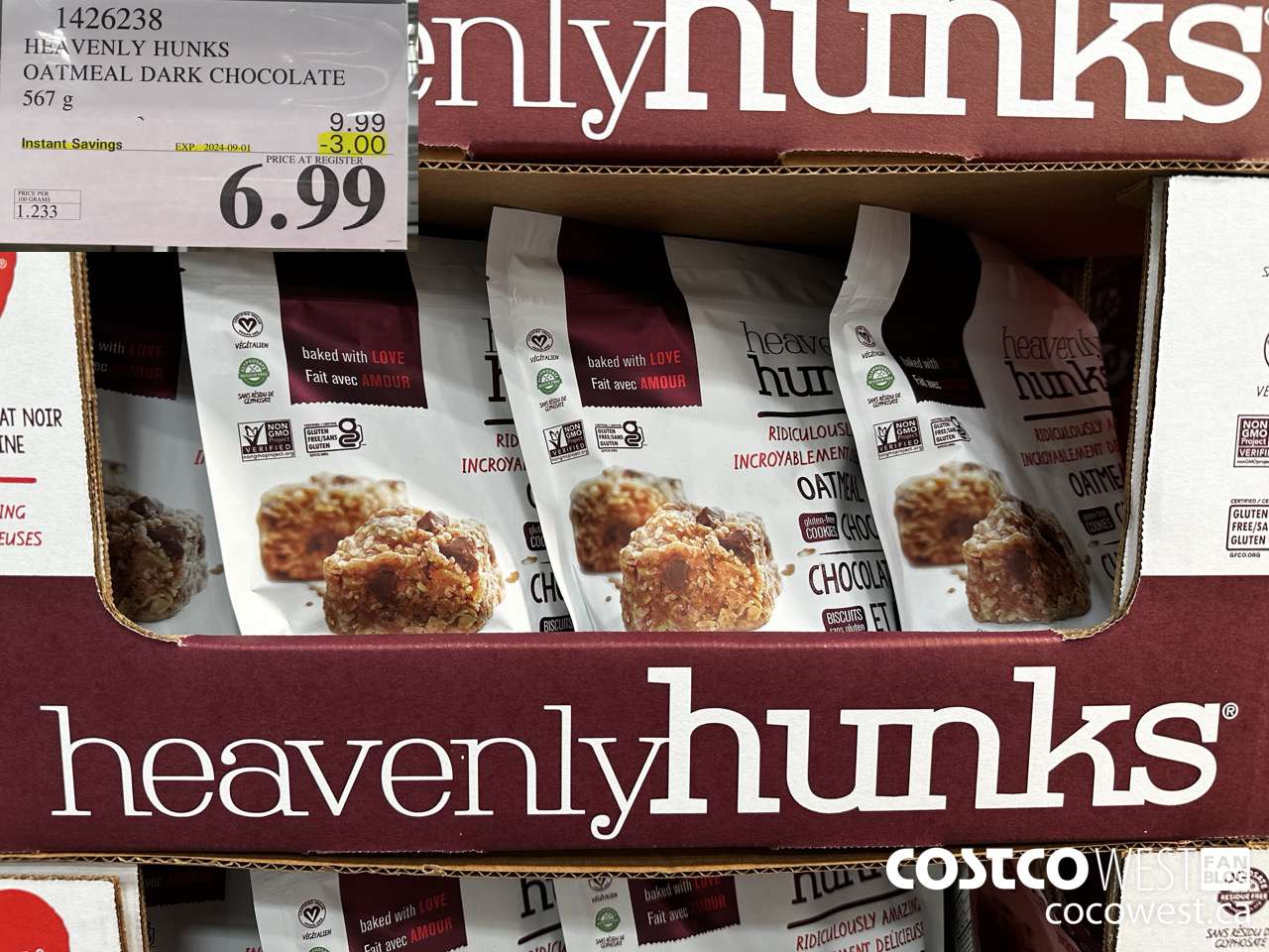 1426238 HEAVENLY HUNKS OATMEAL DARK CHOCOLATE 567g ($3.00 INSTANT SAVINGS EXPIRES ON 2024-09-01) $6.99