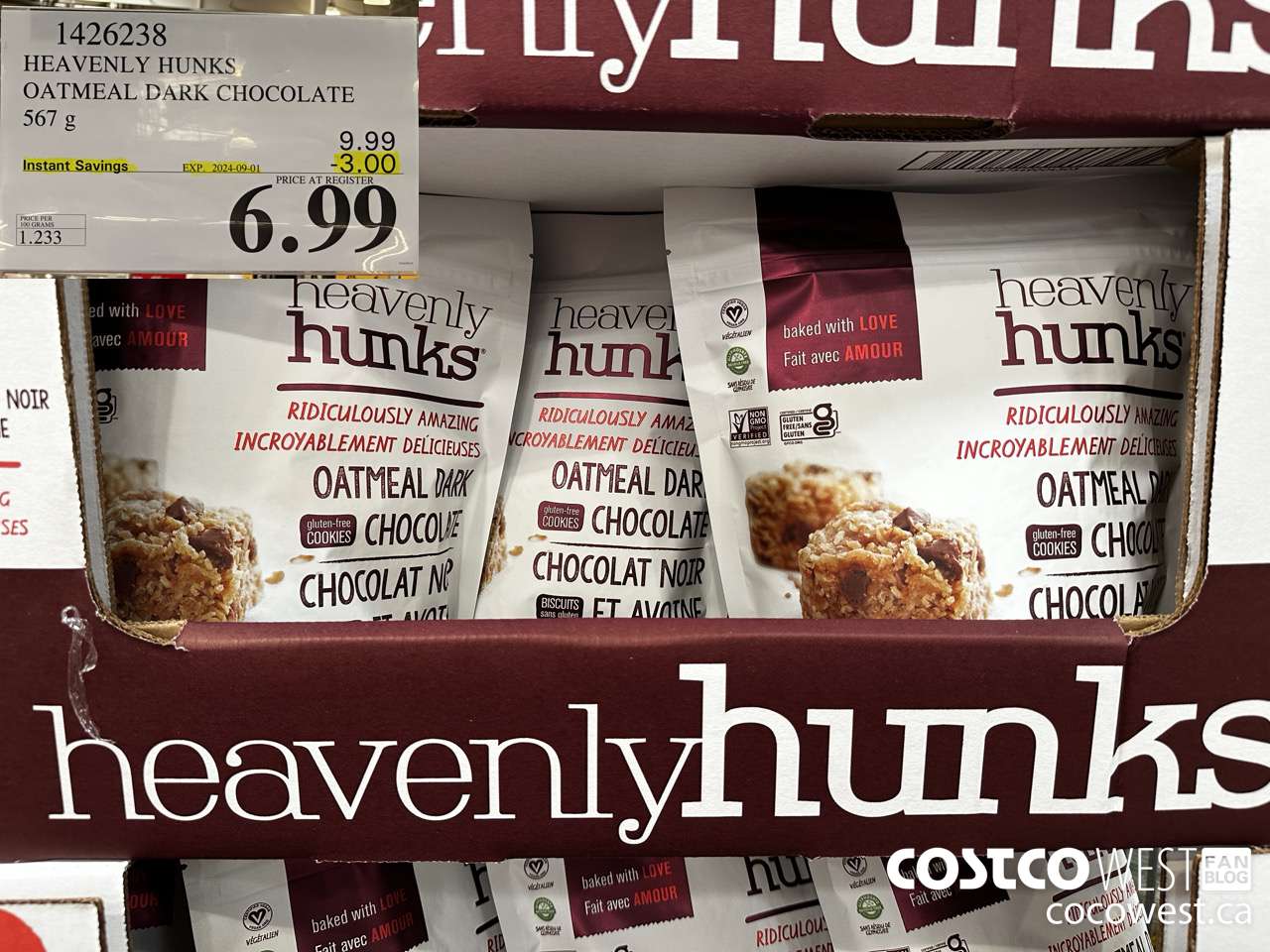 1426238 HEAVENLY HUNKS OATMEAL DARK CHOCOLATE 567g ($3.00 INSTANT SAVINGS EXPIRES ON 2024-09-01) $6.99