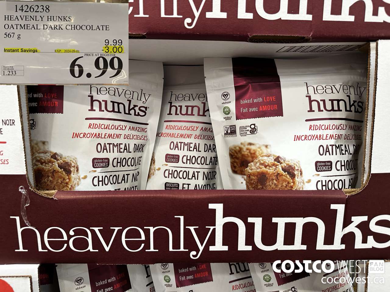 1426238 HEAVENLY HUNKS OATMEAL DARK CHOCOLATE 567g ($3.00 INSTANT SAVINGS EXPIRES ON 2024-09-01) $6.99