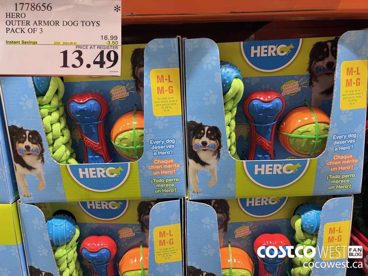 1778656 HERO OUTER ARMOR DOG TOYS PACK OF 3 ($3.50 INSTANT SAVINGS EXPIRES ON 2024-09-01) $13.49