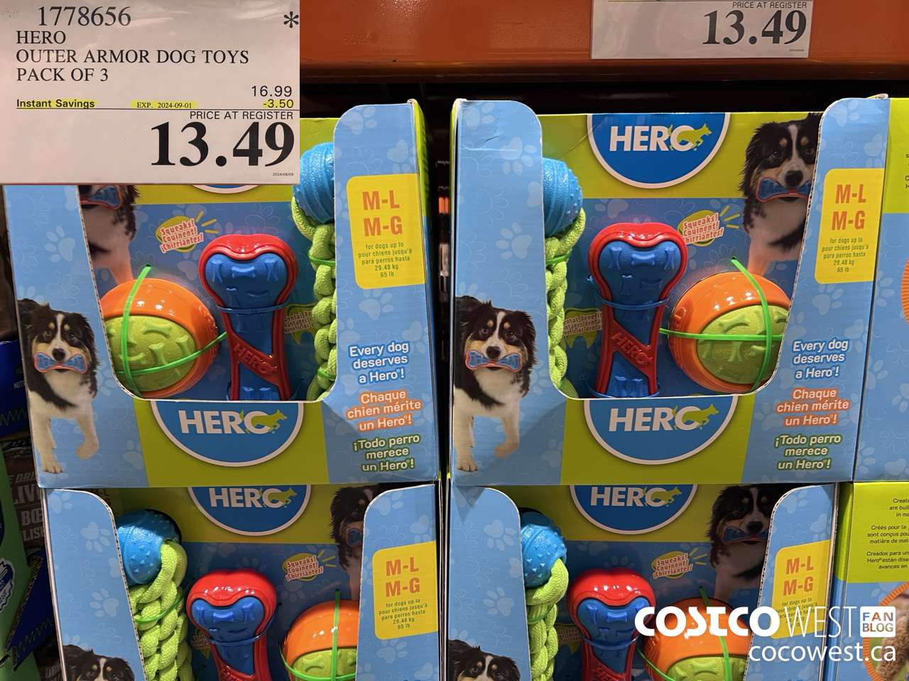 1778656 HERO OUTER ARMOR DOG TOYS PACK OF 3 ($3.50 INSTANT SAVINGS EXPIRES ON 2024-09-01) $13.49