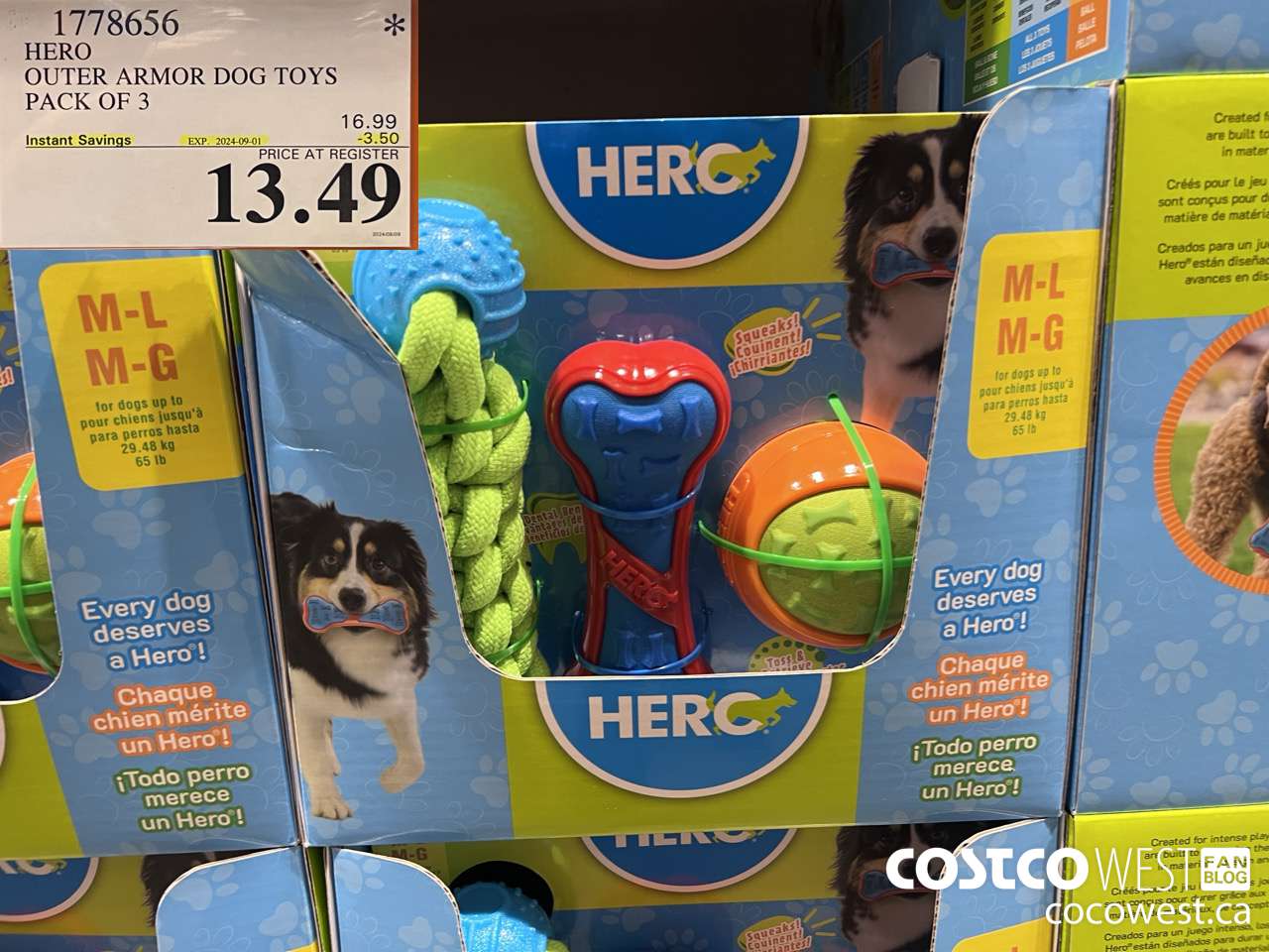 1778656 HERO OUTER ARMOR DOG TOYS PACK OF 3 ($3.50 INSTANT SAVINGS EXPIRES ON 2024-09-01) $13.49