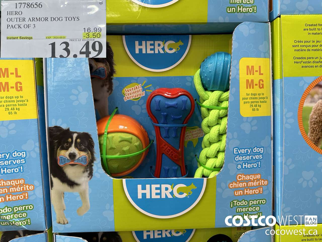 1778656 HERO OUTER ARMOR DOG TOYS PACK OF 3 ($3.50 INSTANT SAVINGS EXPIRES ON 2024-09-01) $13.49