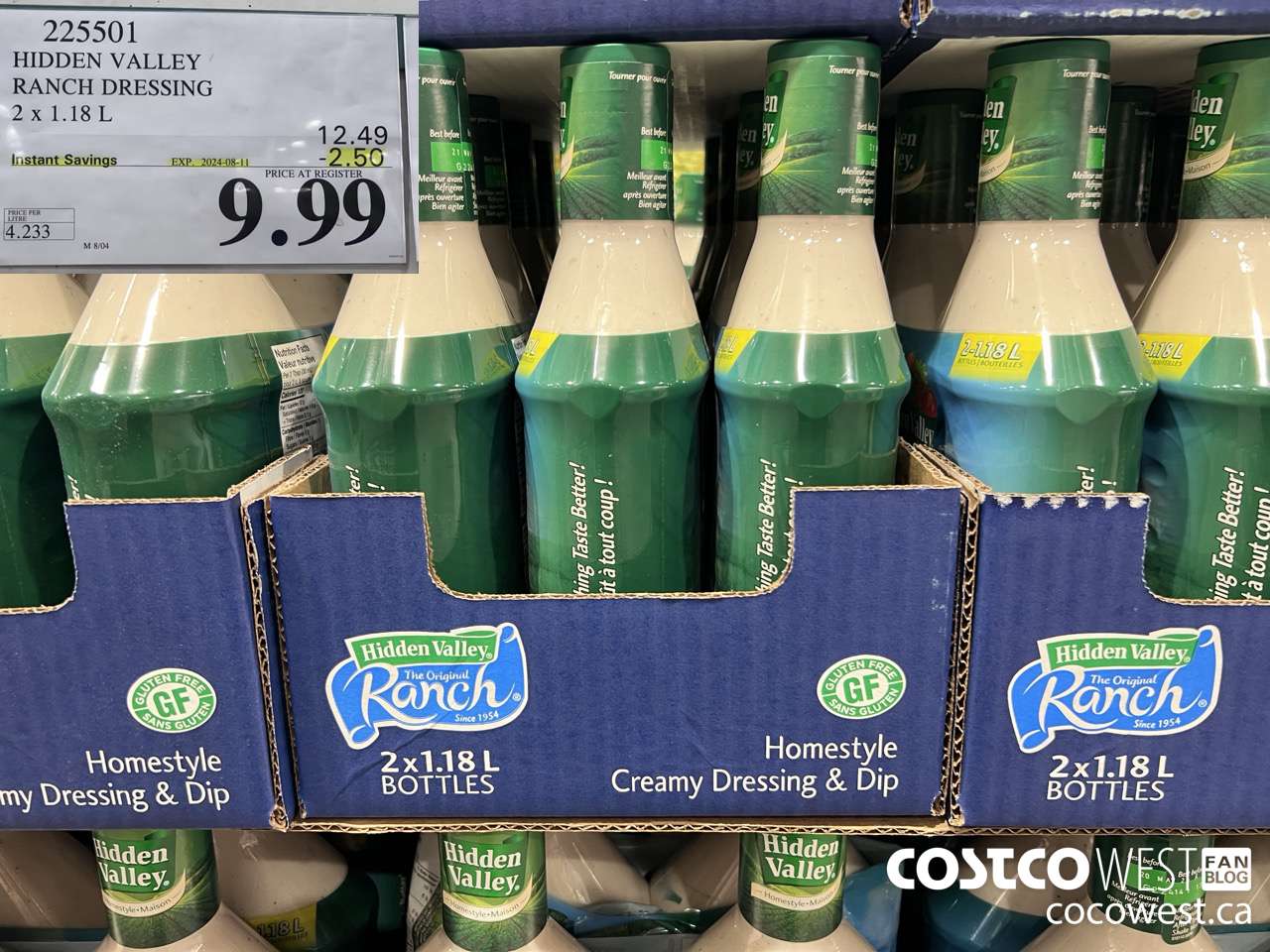 225501 HIDDEN VALLEY RANCH DRESSING 2 x 1.18 L ($2.50 INSTANT SAVINGS EXPIRES ON 2024-08-11) $9.99