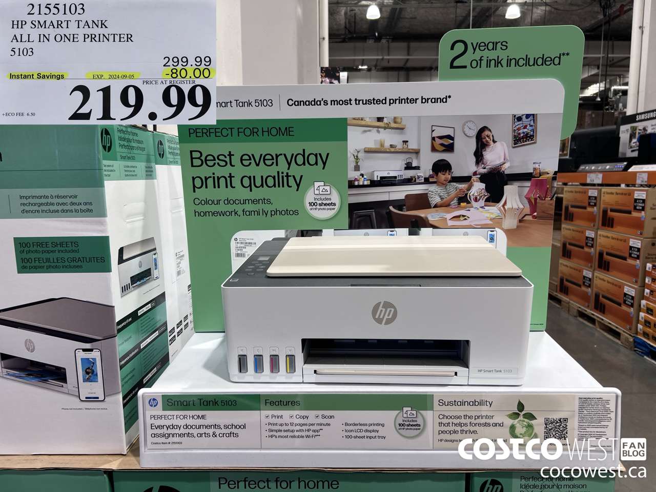 2155103 HP SMART TANK ALL IN ONE PRINTER 5103 ($80.00 INSTANT SAVINGS EXPIRES ON 2024-09-05) $219.99