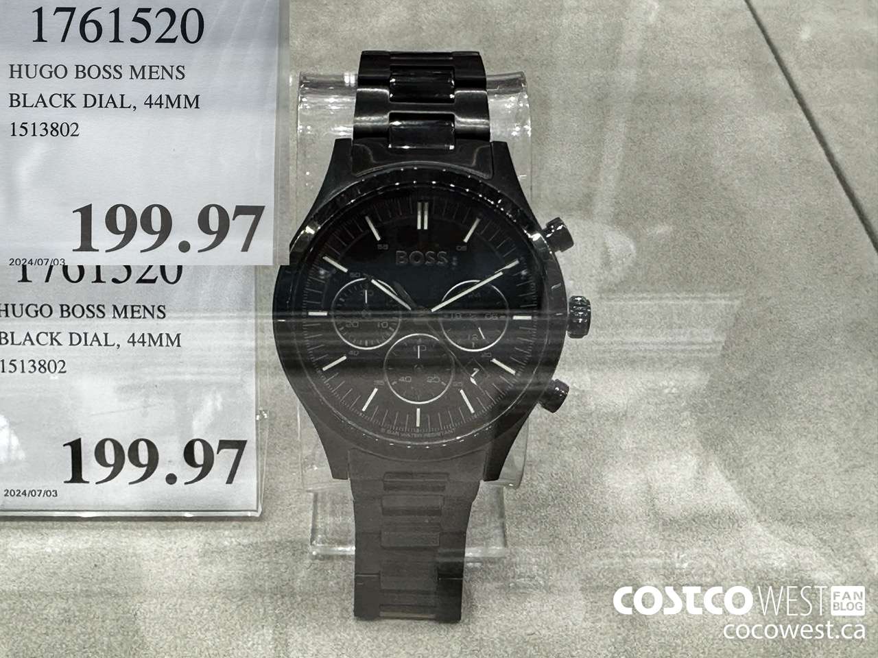 1761520 HUGO BOSS MENS BLACK DIAL, 44MM 1513802 $199.97