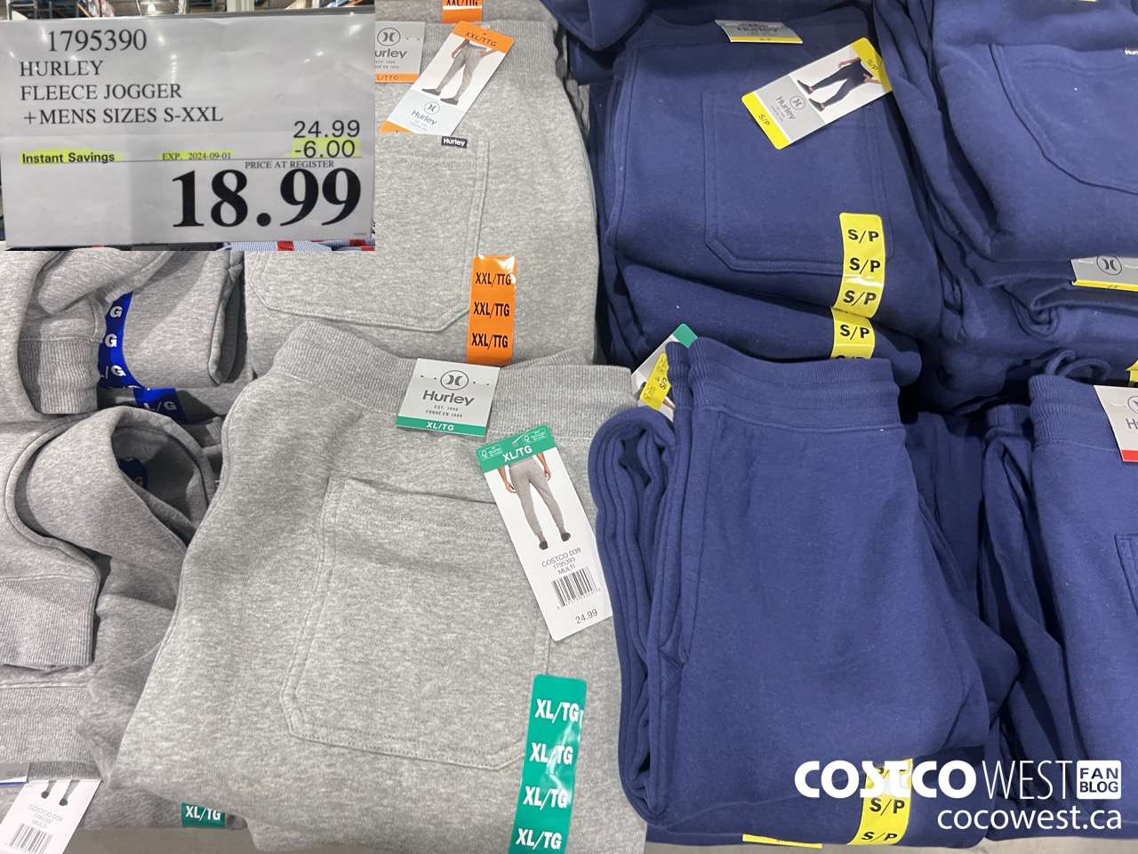 1795390 HURLEY FLEECE JOGGER MENS SIZES S-XXL ($6.00 INSTANT SAVINGS EXPIRES ON 2024-09-01) $18.99