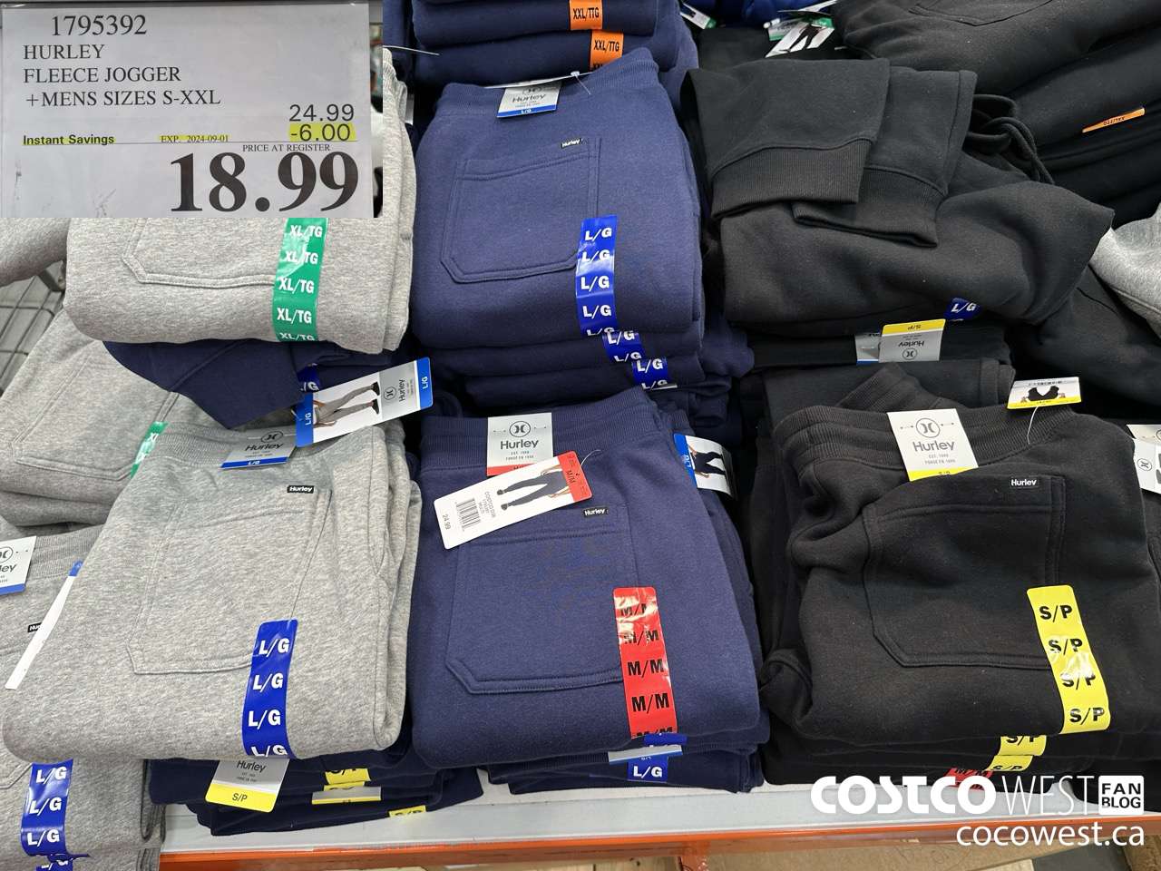 1795392 HURLEY FLEECE JOGGER MENS SIZES S-XXL ($6.00 INSTANT SAVINGS EXPIRES ON 2024-09-01) $18.99