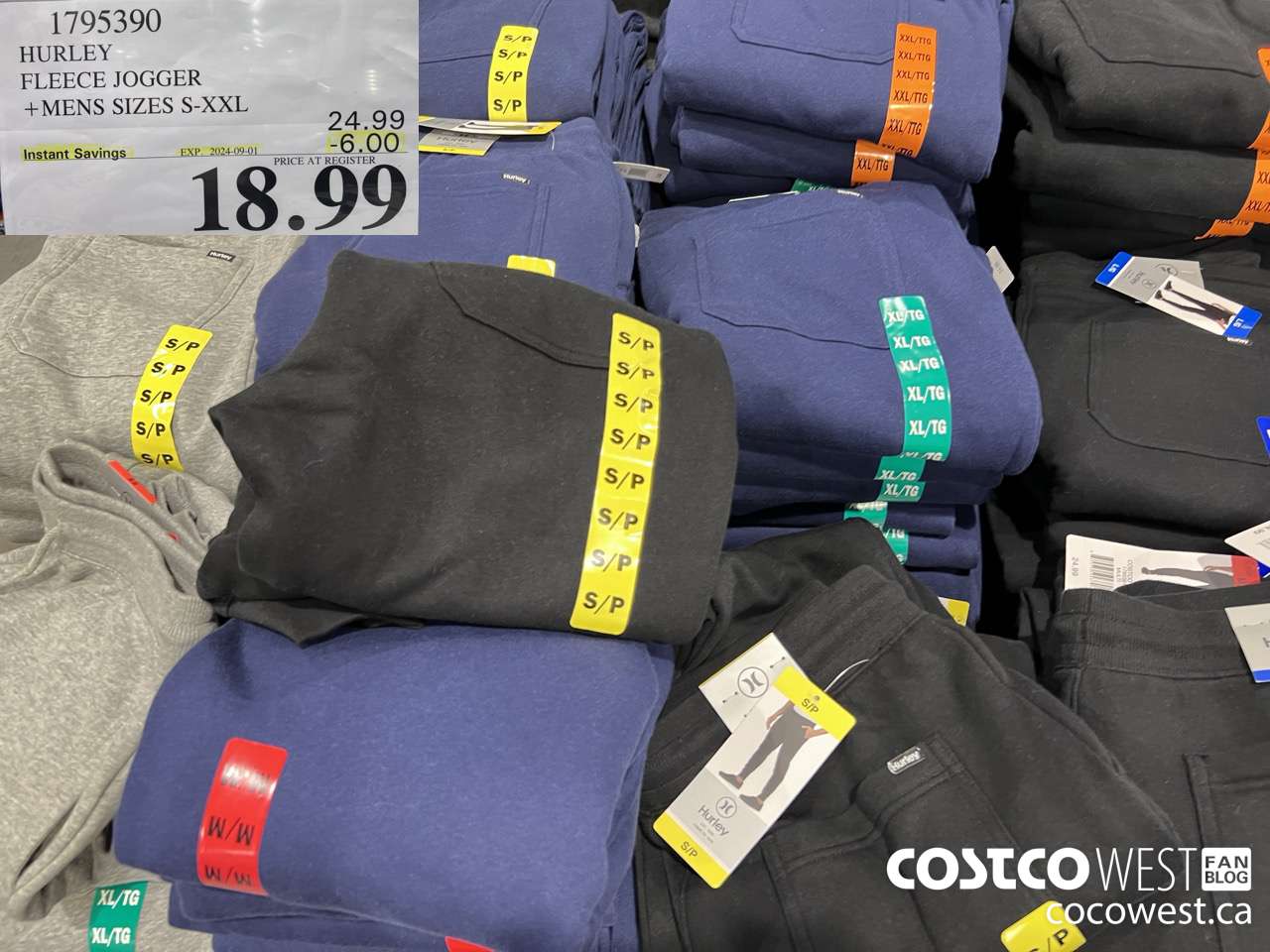 1795390 HURLEY FLEECE JOGGER MENS SIZES S-XXL ($6.00 INSTANT SAVINGS EXPIRES ON 2024-09-01) $18.99