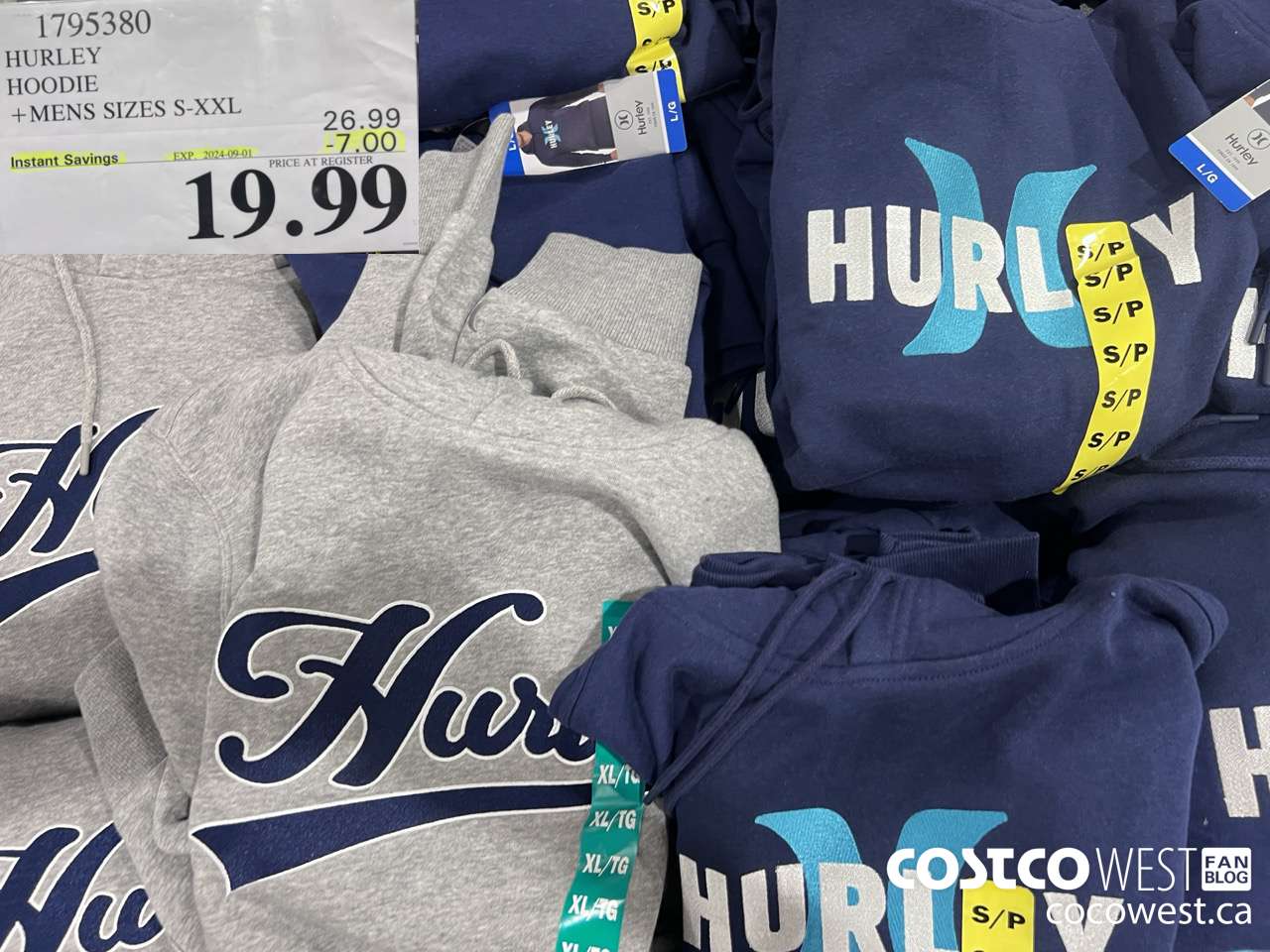 1795380 HURLEY HOODIE MENS SIZES S-XXL ($7.00 INSTANT SAVINGS EXPIRES ON 2024-09-01) $19.99