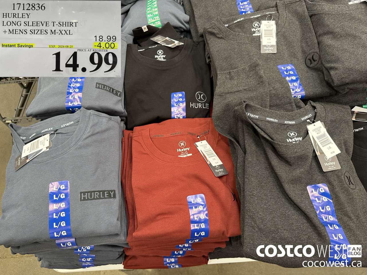 1712836 HURLEY LONG SLEEVE T-SHIRT MENS SIZES M-XXL ($4.00 INSTANT SAVINGS EXPIRES ON 2023-08-25) $14.99