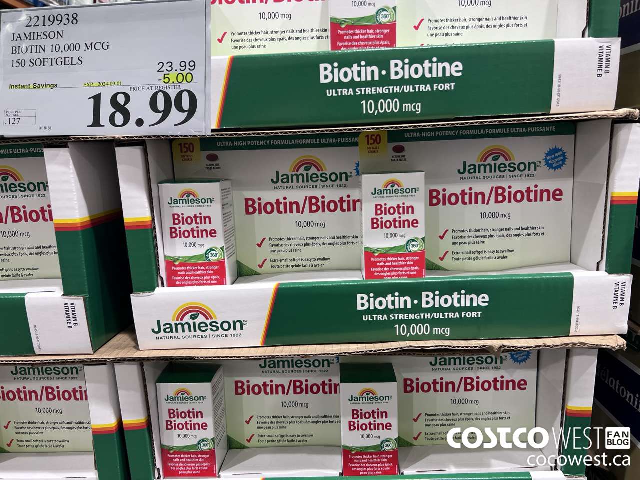 2219938 JAMIESON BIOTIN 10,000 MCG 150 SOFTGELS ($5.00 INSTANT SAVINGS EXPIRES ON 2024-09-01) $18.99