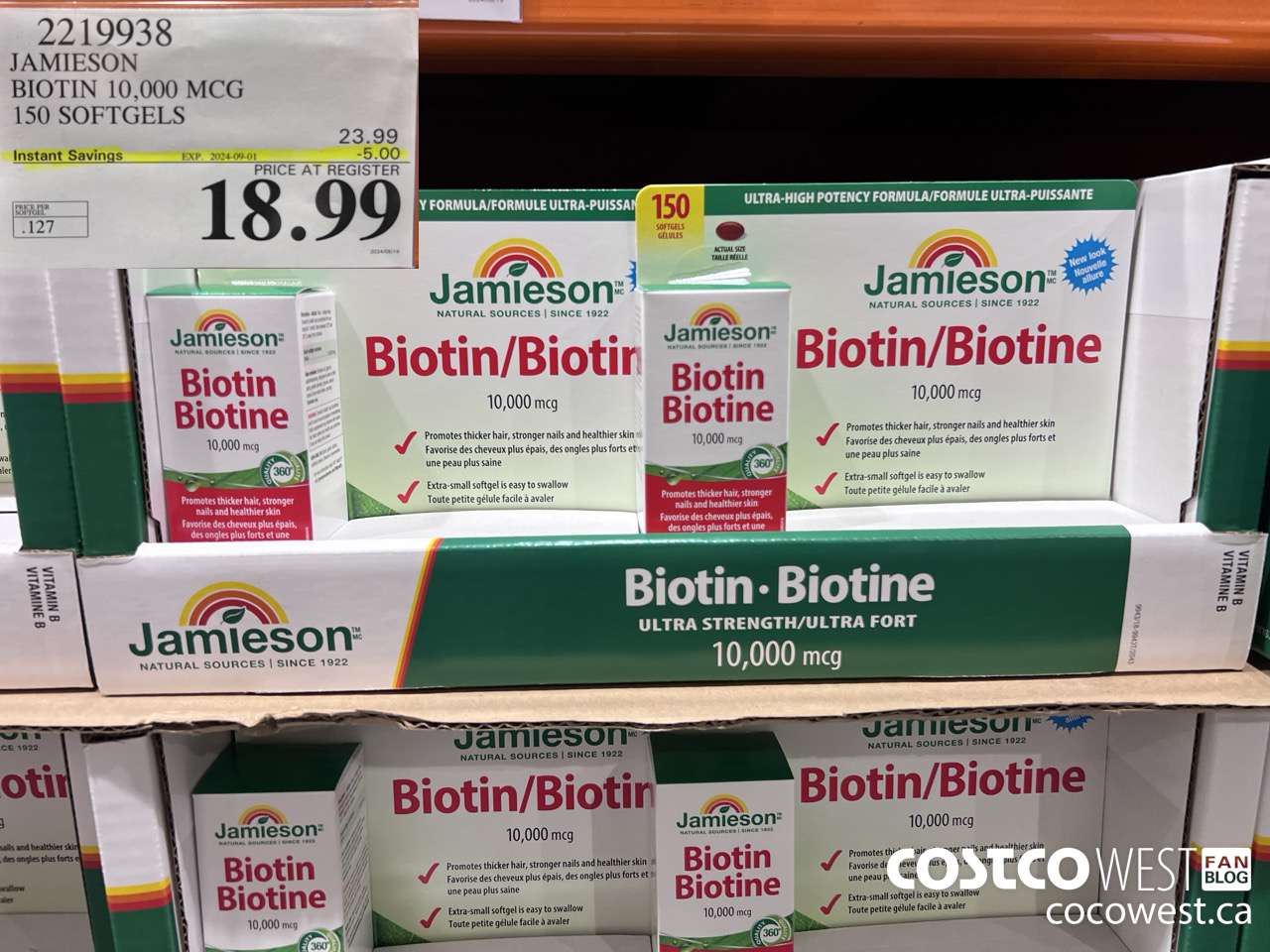 2219938 JAMIESON BIOTIN 10,000 MCG 150 SOFTGELS ($5.00 INSTANT SAVINGS EXPIRES ON 2024-09-01) $18.99