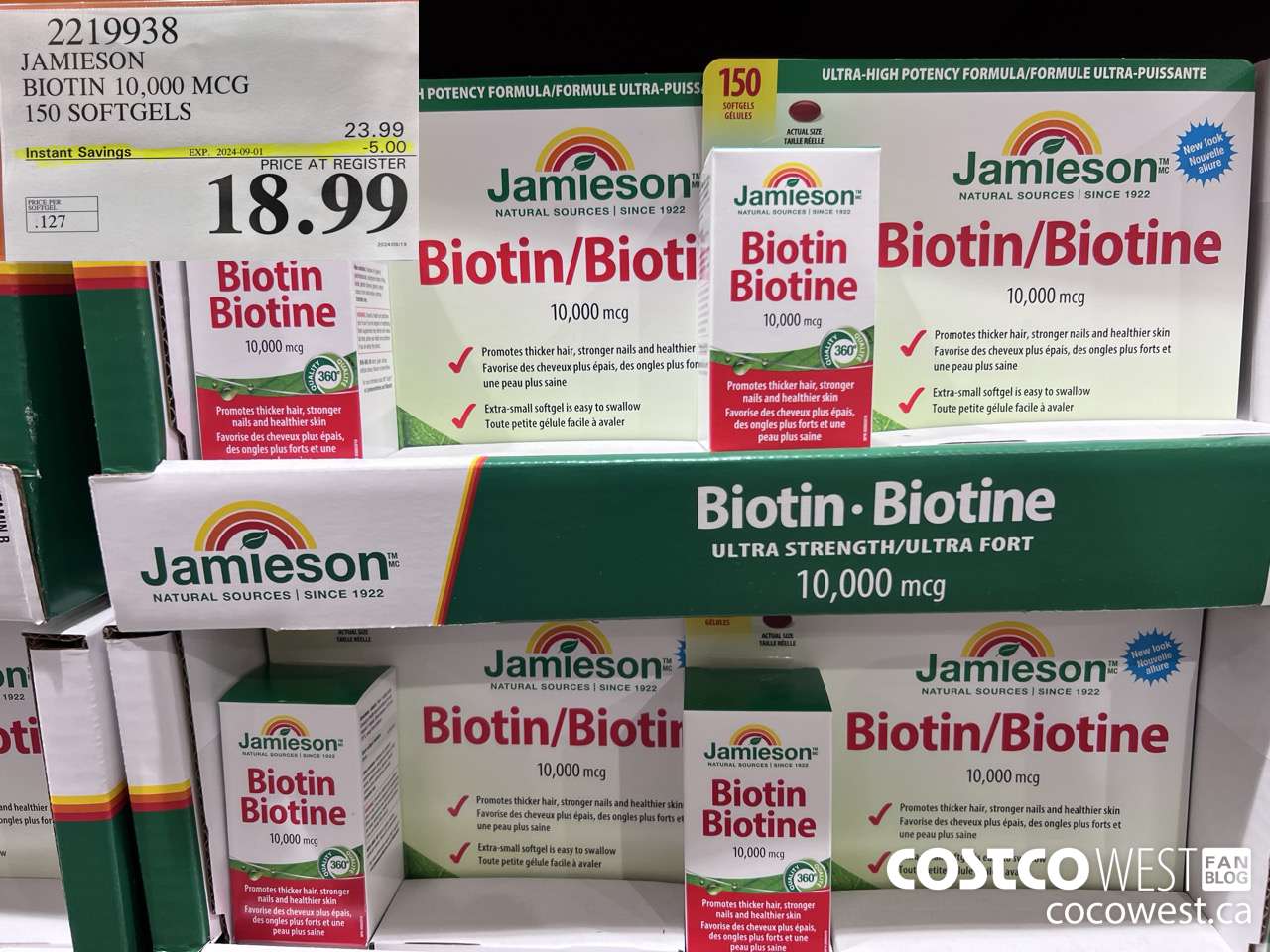 2219938 JAMIESON BIOTIN 10,000 MCG 150 SOFTGELS ($5.00 INSTANT SAVINGS EXPIRES ON 2024-09-01) $18.99
