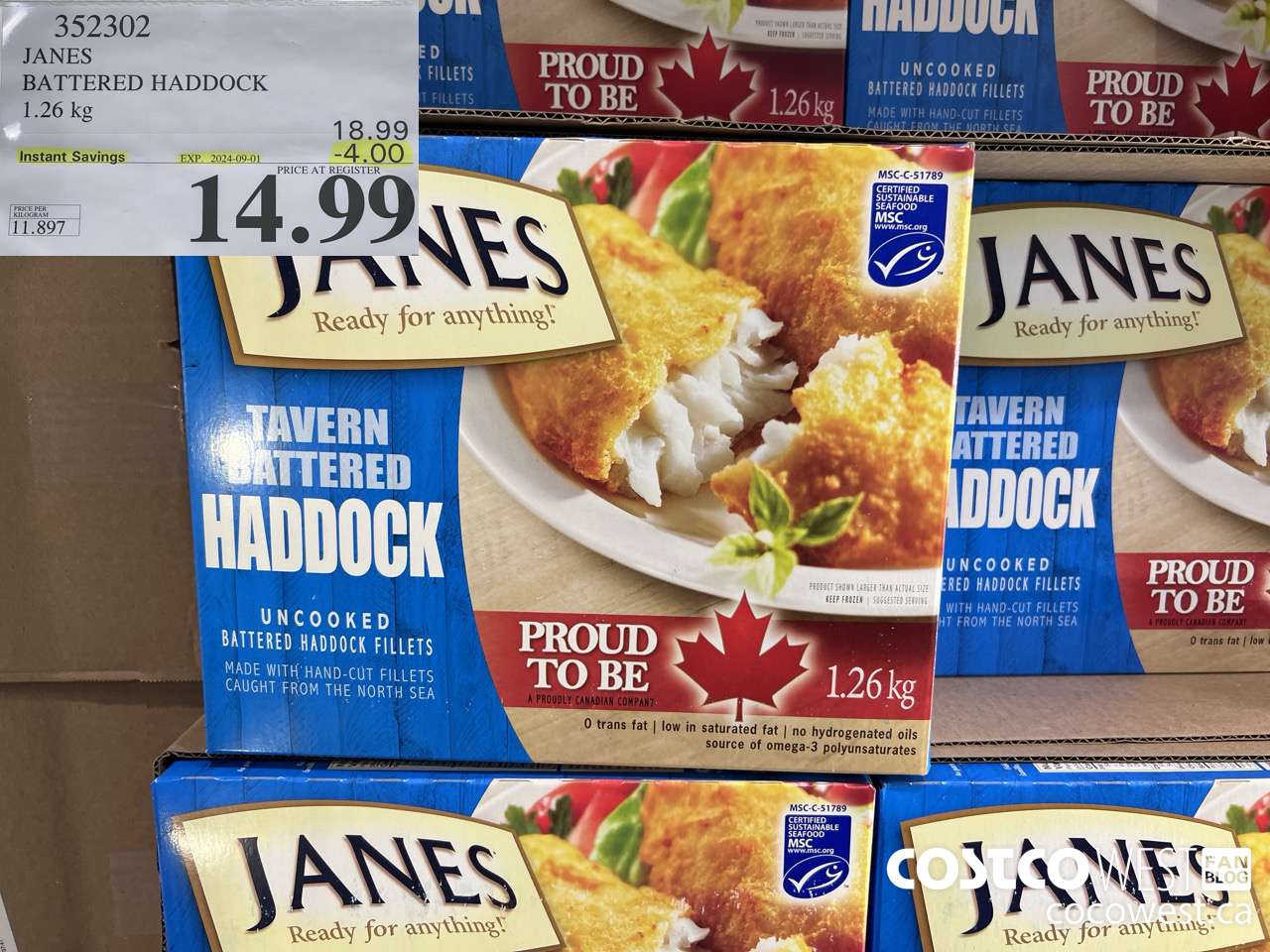 352302 JANES BATTERED HADDOCK 1.26 kg ($4.00 INSTANT SAVINGS EXPIRES ON 2024-09-01) $14.99