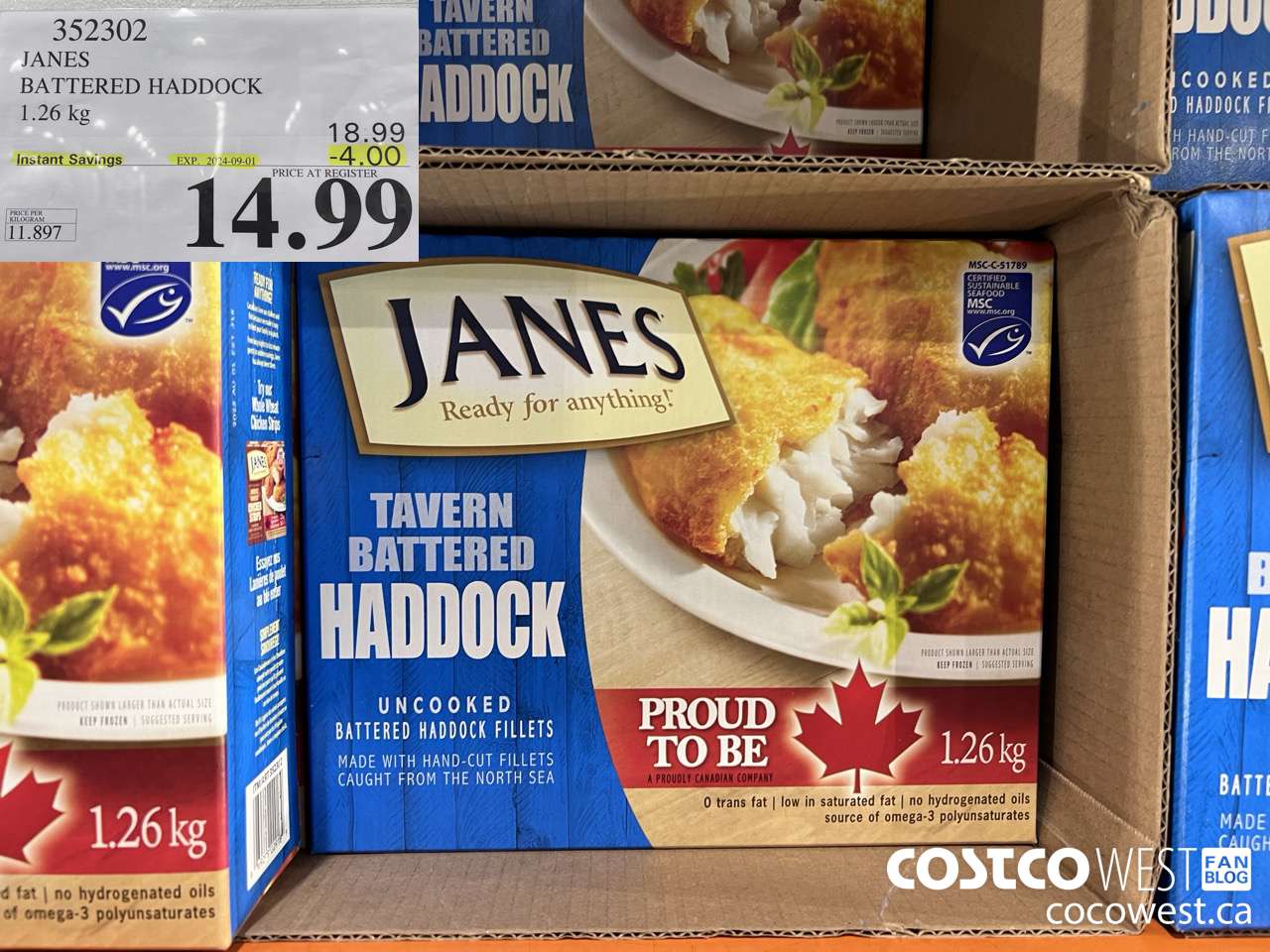 352302 JANES BATTERED HADDOCK 1.26 kg ($4.00 INSTANT SAVINGS EXPIRES ON 2024-09-01) $14.99
