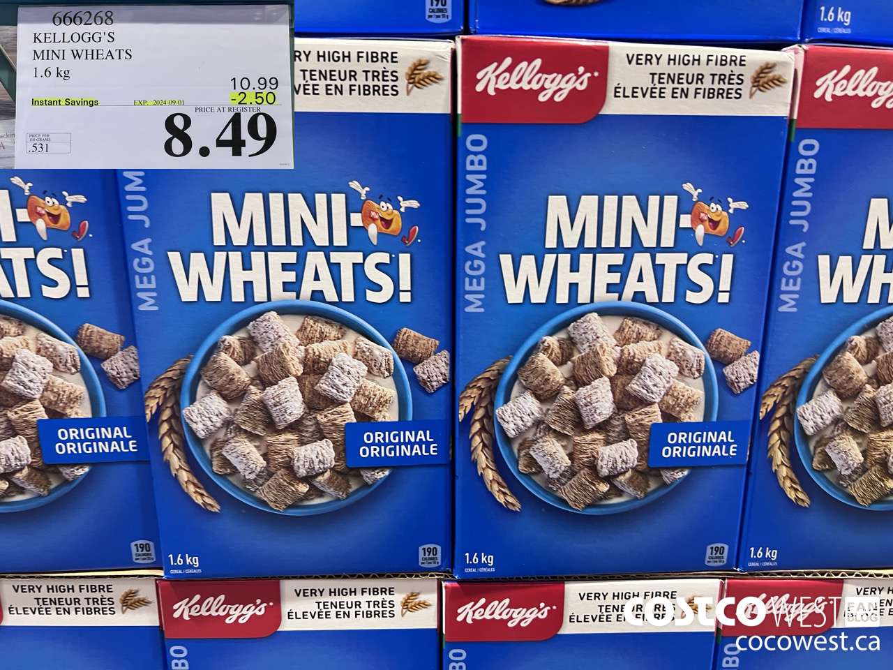 666268 KELLOGG'S MINI WHEATS 1.6 kg ($2.50 INSTANT SAVINGS EXPIRES ON 2024-09-01) $8.49