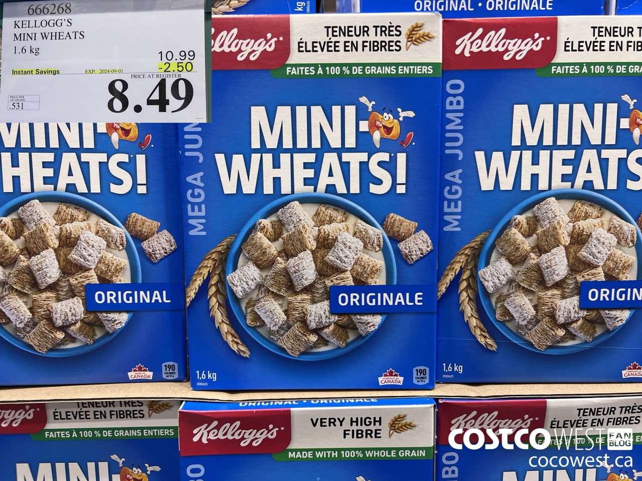 666268 KELLOGG'S MINI WHEATS 1.6 kg ($2.50 INSTANT SAVINGS EXPIRES ON 2024-09-01) $8.49