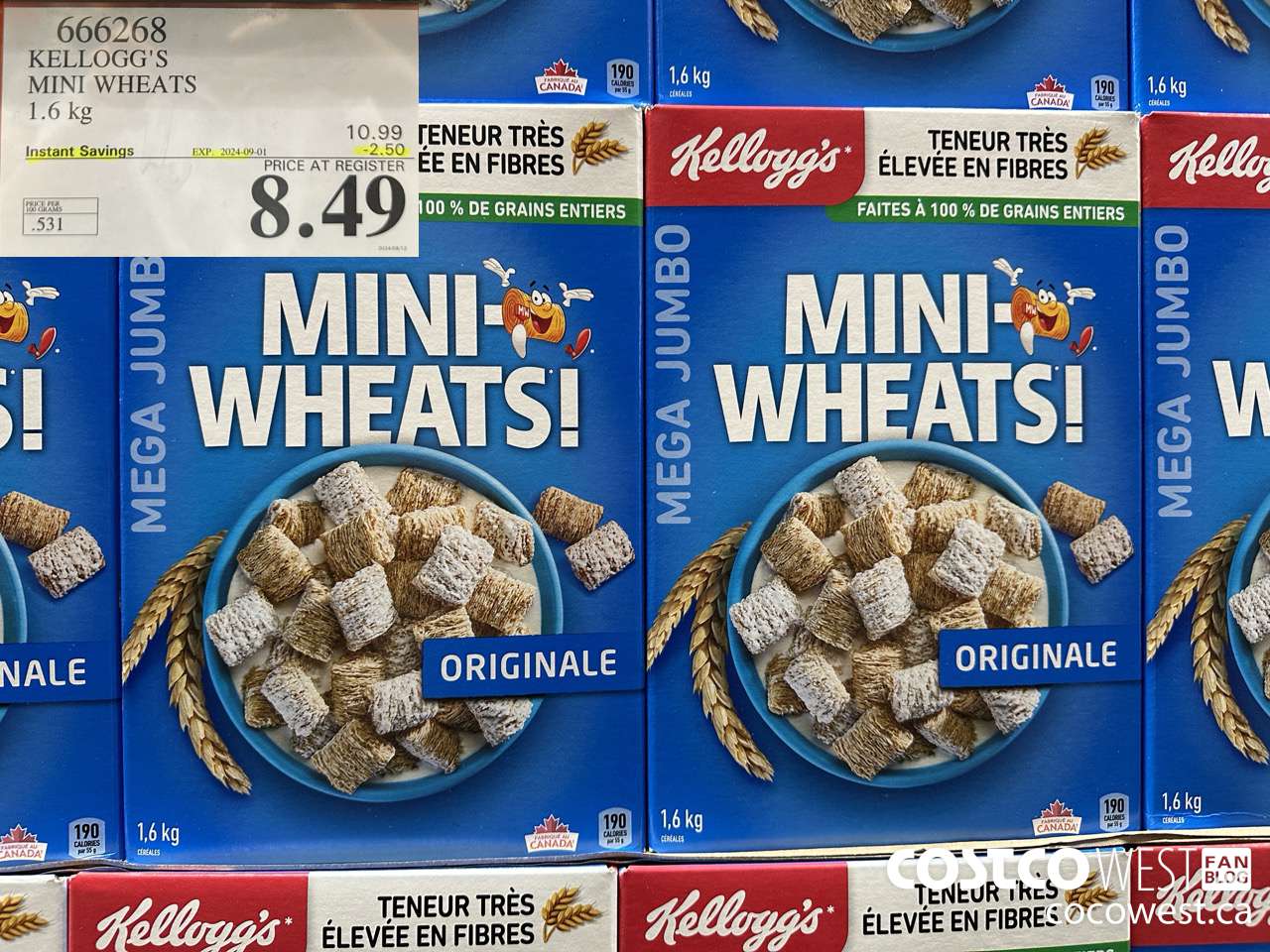 666268 KELLOGG'S MINI WHEATS 1.6 kg ($2.50 INSTANT SAVINGS EXPIRES ON 2024-09-01) $8.49
