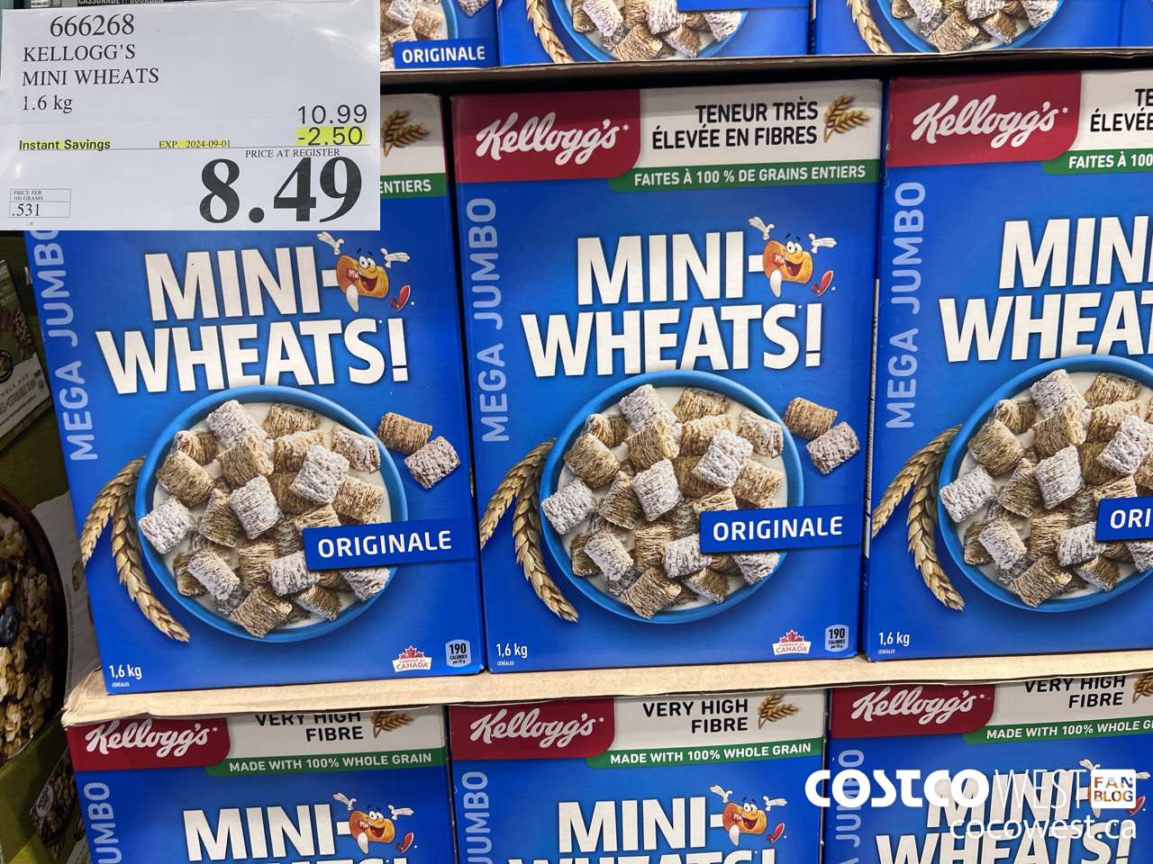 666268 KELLOGG'S MINI WHEATS 1.6 kg ($2.50 INSTANT SAVINGS EXPIRES ON 2024-09-01) $8.49