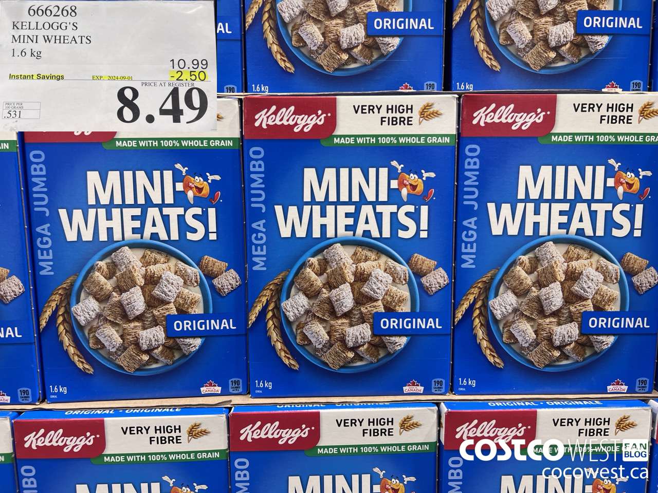 666268 KELLOGG'S MINI WHEATS 1.6 kg ($2.50 INSTANT SAVINGS EXPIRES ON 2024-09-01) $8.49
