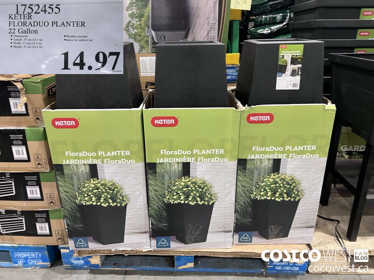 1752455 KETER FLORADUO PLANTER 22 GALLON $14.97