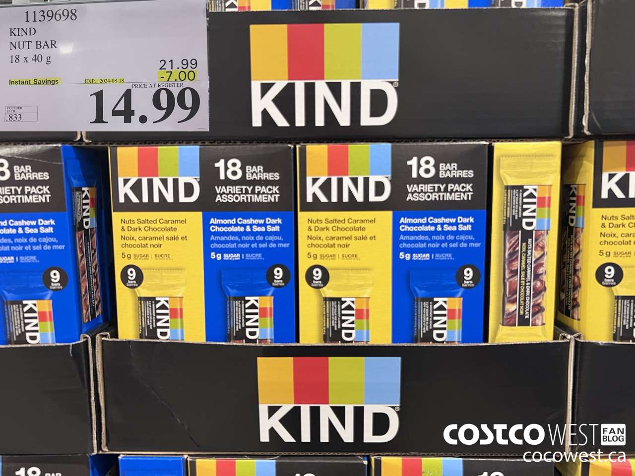 1139698 KIND NUT BAR 18 x 40 g ($7.00 INSTANT SAVINGS EXPIRES ON 2024-08-18) $14.99