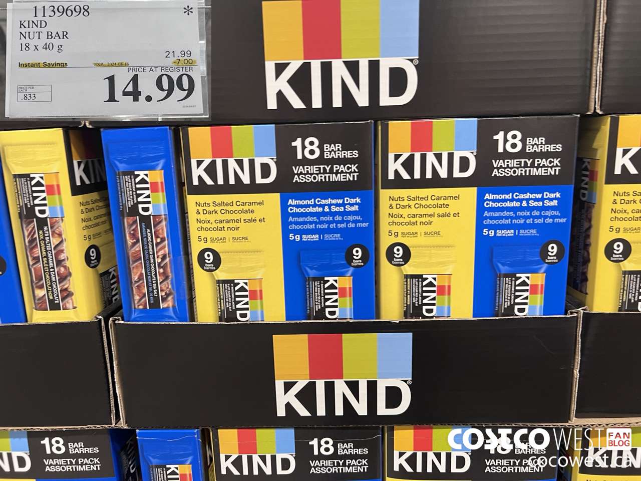 1139698 KIND NUT BAR 18 x 40 g ($7.00 INSTANT SAVINGS EXPIRES ON 2024-08-18) $14.99