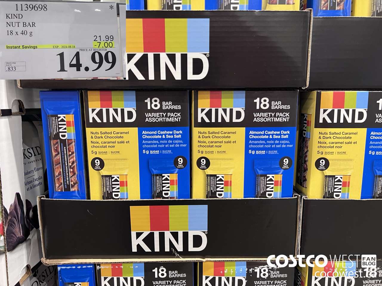 1139698 KIND NUT BAR 18 x 40 g ($7.00 INSTANT SAVINGS EXPIRES ON 2024-08-18) $14.99
