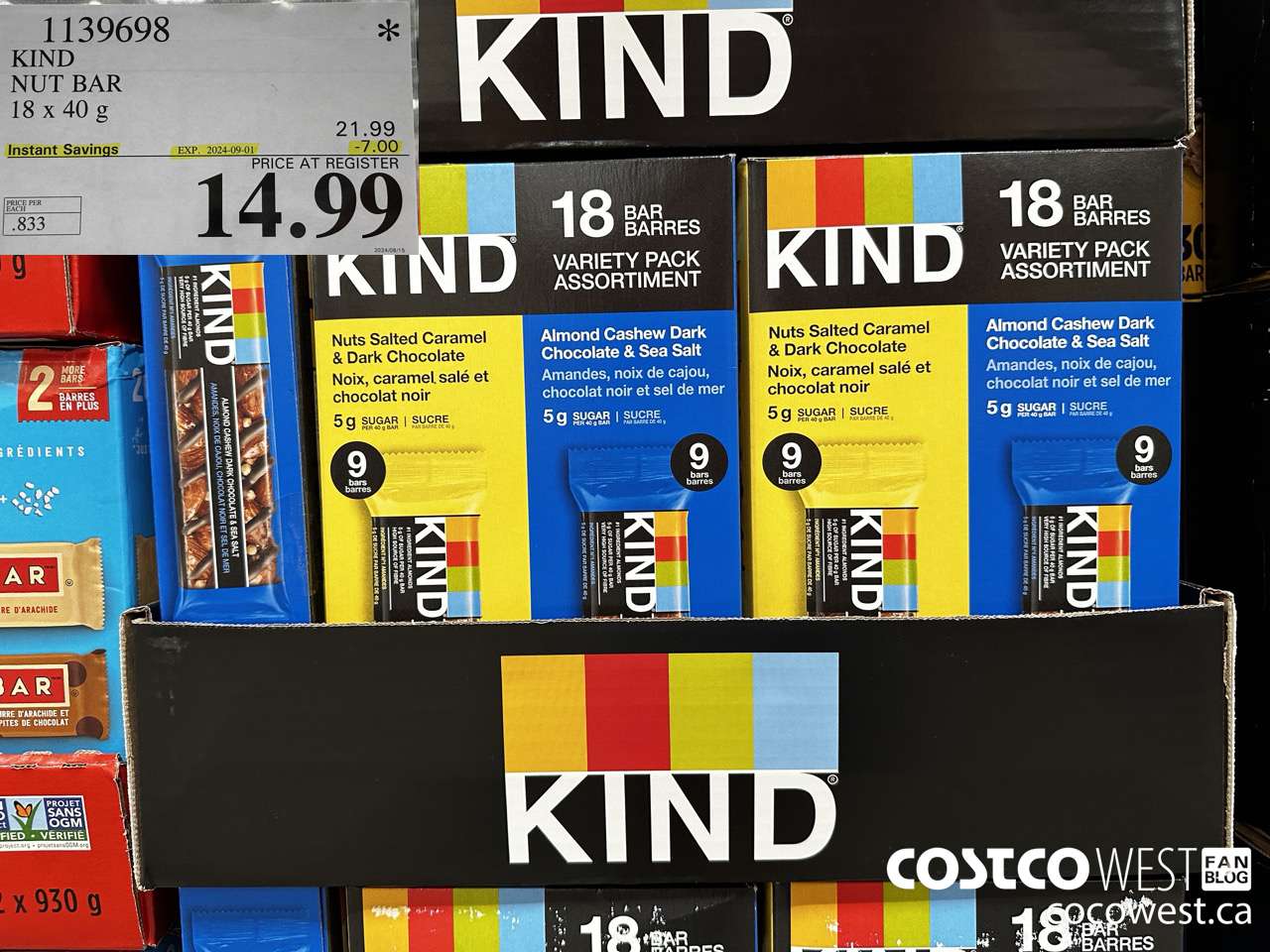 1139698 KIND NUT BAR 18 x 40 g ($7.00 INSTANT SAVINGS EXPIRES ON 2024-09-01) $14.99