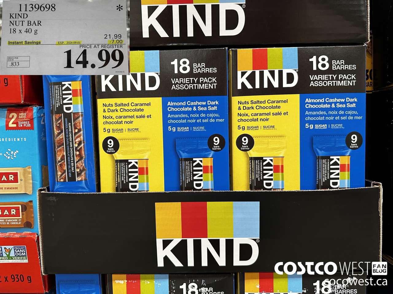 1139698 KIND NUT BAR 18 x 40 g ($7.00 INSTANT SAVINGS EXPIRES ON 2024-09-01) $14.99