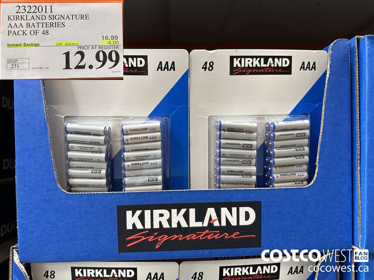 2322011 KIRKLAND SIGNATURE AAA BATTERIES PACK OF 48 ($4.00 INSTANT SAVINGS EXPIRES ON 2024-09-01) $12.99