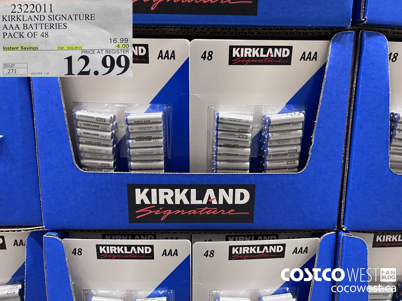 2322011 KIRKLAND SIGNATURE AAA BATTERIES PACK OF 48 ($4.00 INSTANT SAVINGS EXPIRES ON 2024-09-01) $12.99