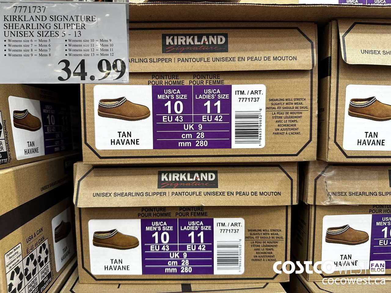 7771737 KIRKLAND SIGNATURE SHEARLING SLIPPER UNISEX SIES 5-13 $34.99