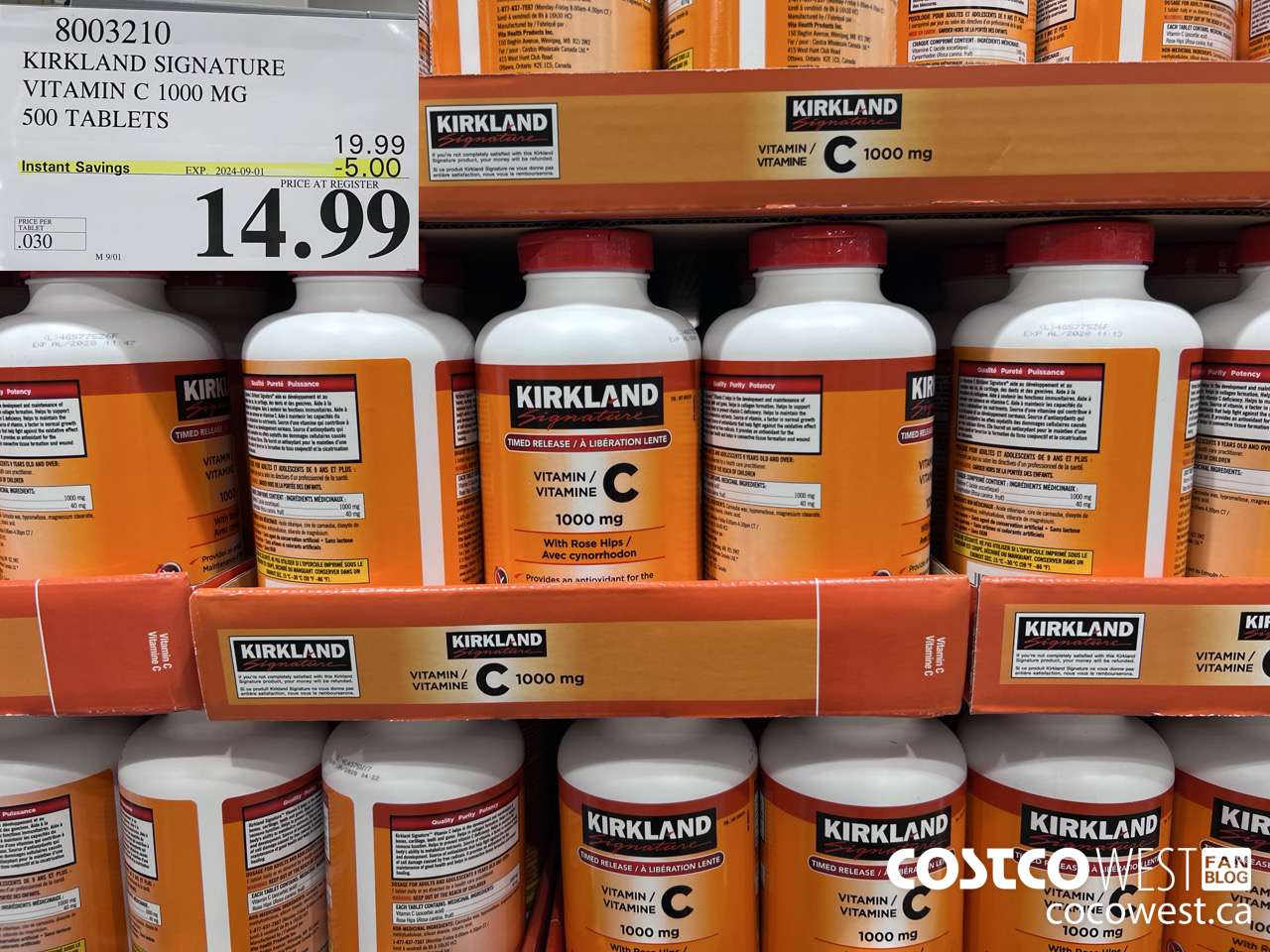 8003210 KIRKLAND SIGNATURE VITAMIN C 1000 MG 500 TABLETS ($5.00 INSTANT SAVINGS EXPIRES ON 2024-09-01) $14.99