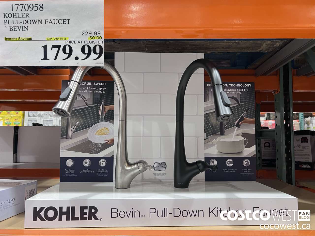 1770958 KOHLER PULL-DOWN FAUCET BEVIN ($50.00 INSTANT SAVINGS EXPIRES ON 2024-08-11) $179.99
