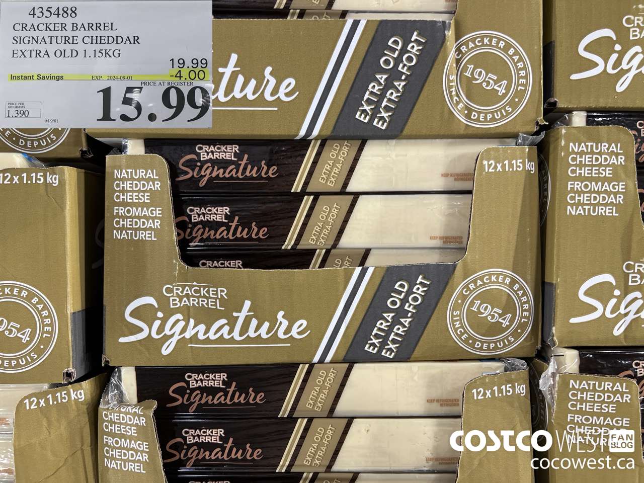 435488 KRAFT EXTRA OLD CHEDDAR 1.15 KG ($4.00 INSTANT SAVINGS EXPIRES ON 2024-09-01) $15.99