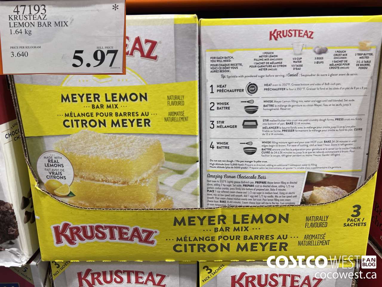 47193 KRUSTEAZ LEMON BAR MIX 1.65 kg $5.97