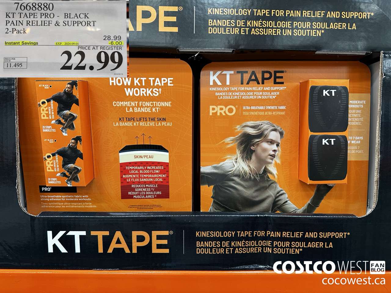 7668880 KT TAPE PRO BLACK PAIN RELIEF & SUPPORT 2-PACK ($6.00 INSTANT SAVINGS EXPIRES ON 2024-09-01) $22.99