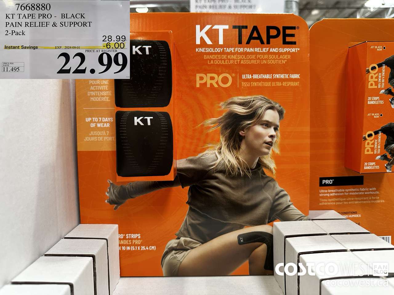 7668880 KT TAPE PRO BLACK PAIN RELIEF & SUPPORT 2-PACK ($6.00 INSTANT SAVINGS EXPIRES ON 2024-09-01) $22.99