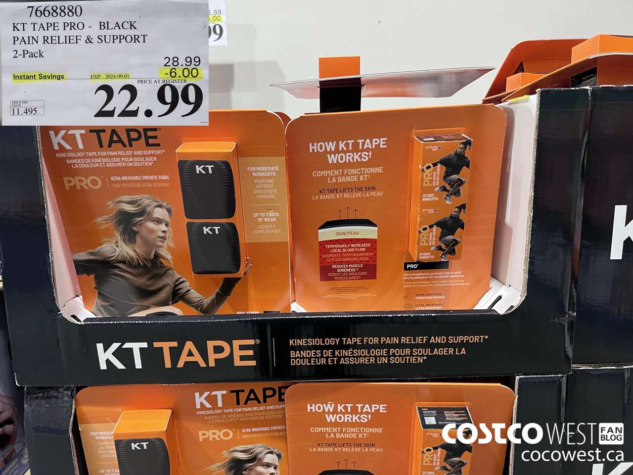 7668880 KT TAPE PRO BLACK PAIN RELIEF & SUPPORT 2-PACK ($6.00 INSTANT SAVINGS EXPIRES ON 2024-09-01) $22.99