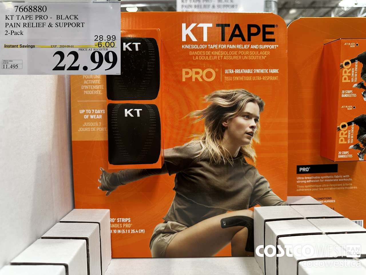 7668880 KT TAPE PRO BLACK PAIN RELIEF & SUPPORT 2-PACK ($6.00 INSTANT SAVINGS EXPIRES ON 2024-09-01) $22.99